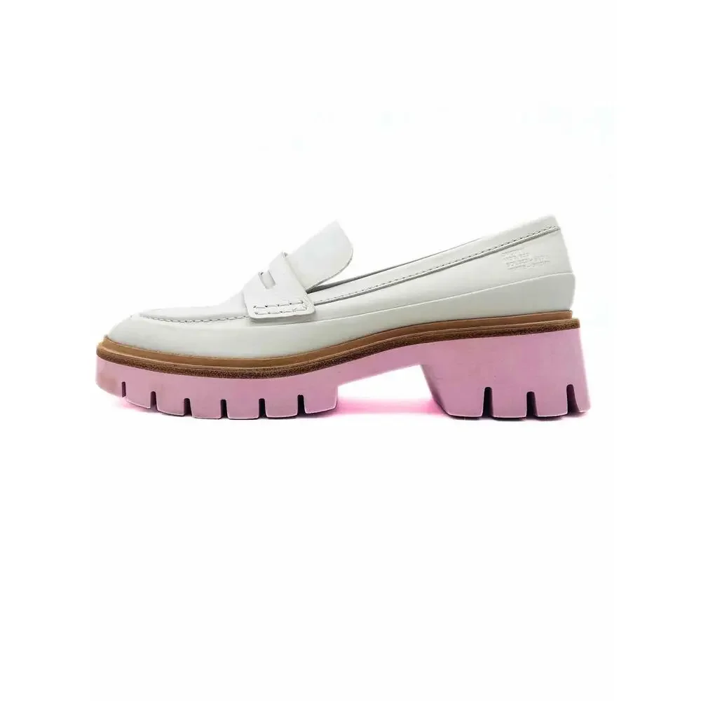 Oncept Size 8 White/Pink Trim Platform Designer Loafers